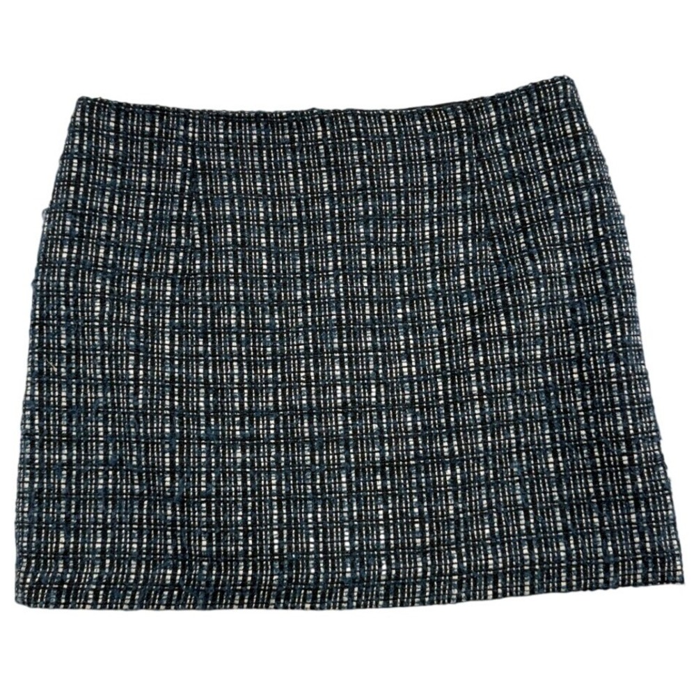 Kenar Navy Blue Wool Blend Boucle Tweed Mini Skirt Size 10 Business Casual